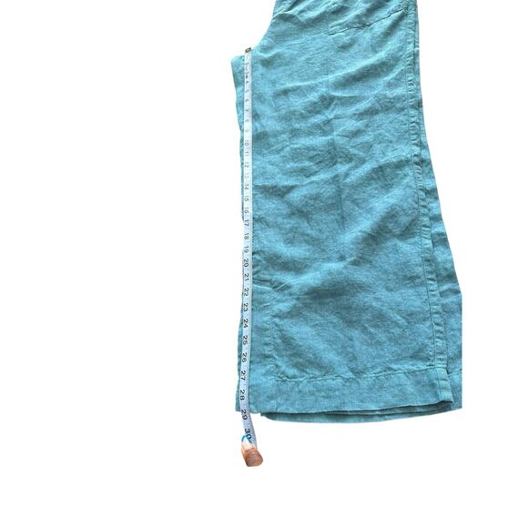 Athleta Green Relaxed Lagenlook Retreat Linen Mid Rise Wide Leg Pant Size 16 - Picture 12 of 13